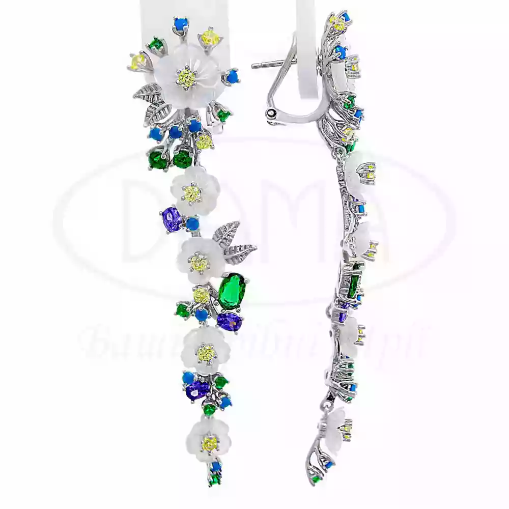 Срібні сережки з перламутром фото 1