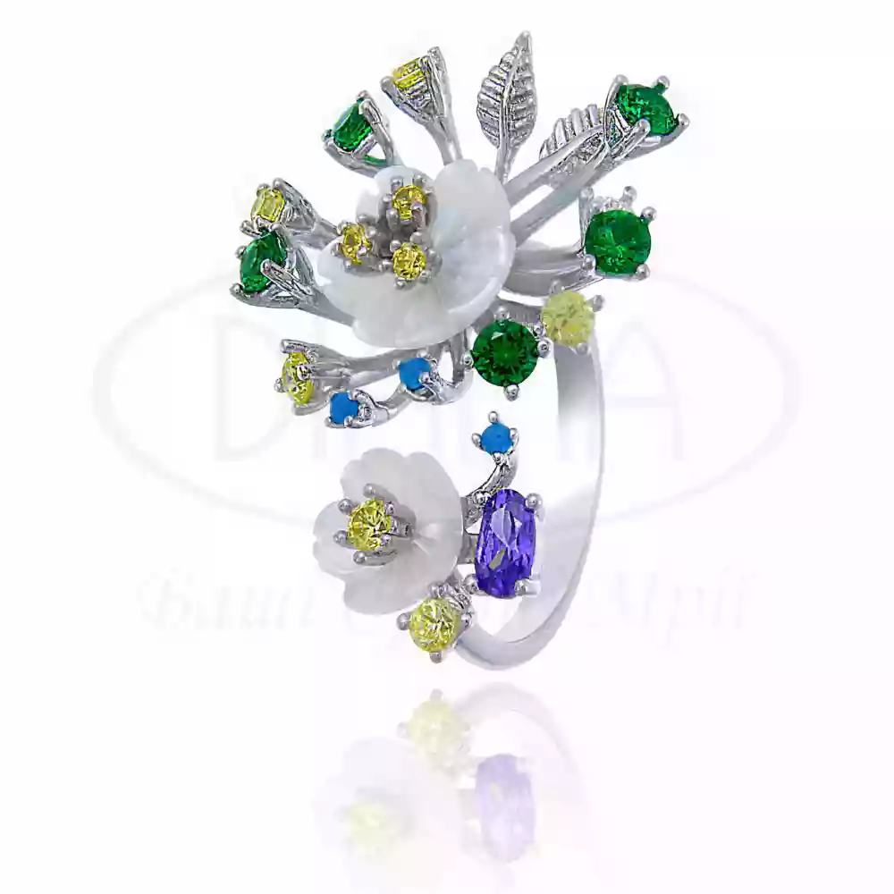 Срібна каблучка з перламутром фото 1