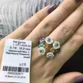 Срібна каблучка з перламутром