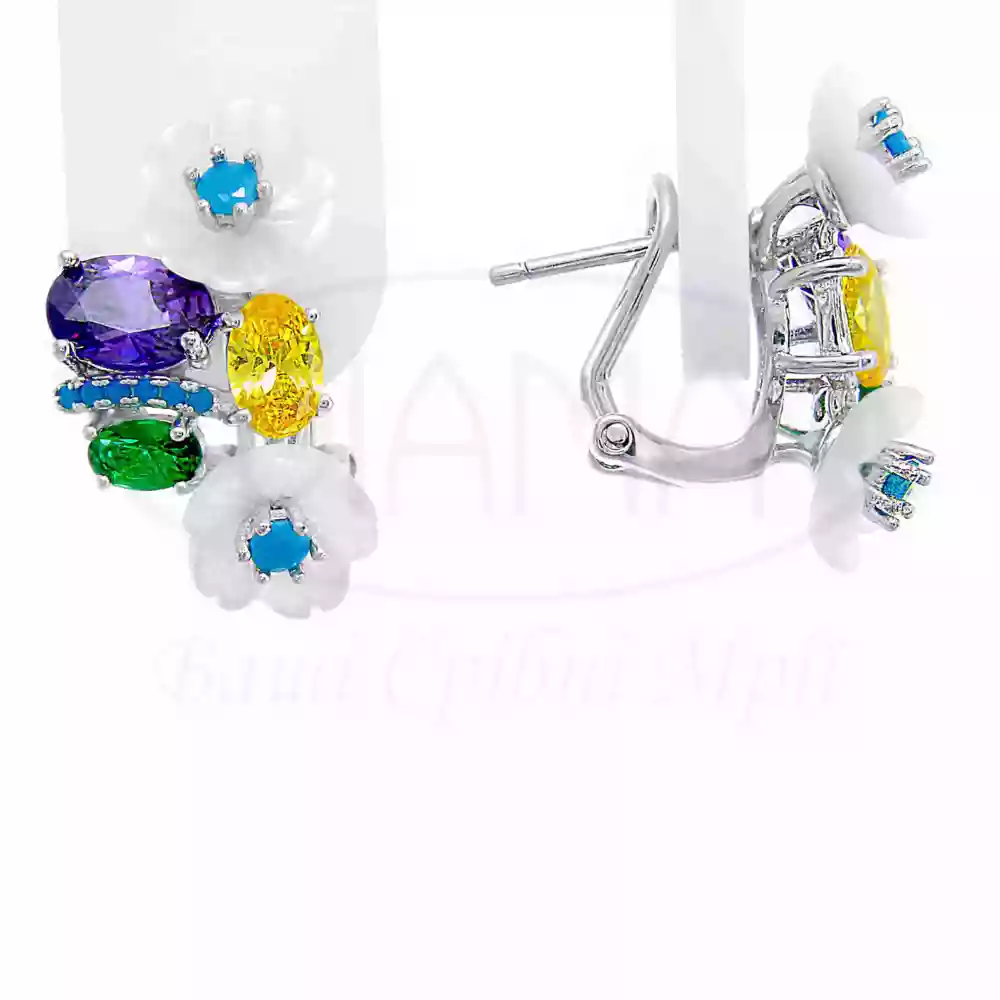 Срібні сережки з перламутром фото 1