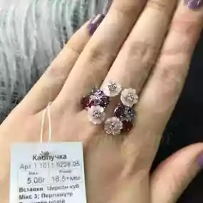 Срібна каблучка з перламутром