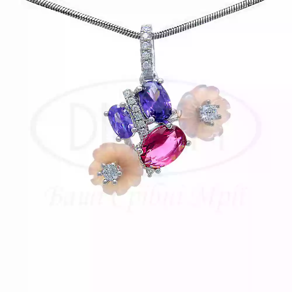 Срібна підвіска з перламутром фото 1