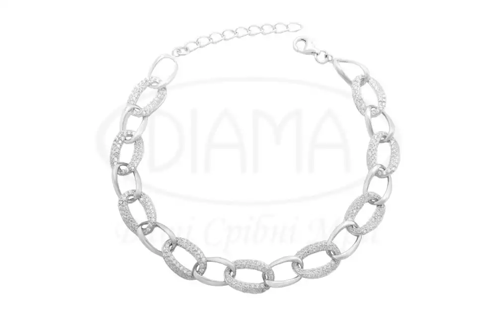 Срібний браслет з цирконом фото 1