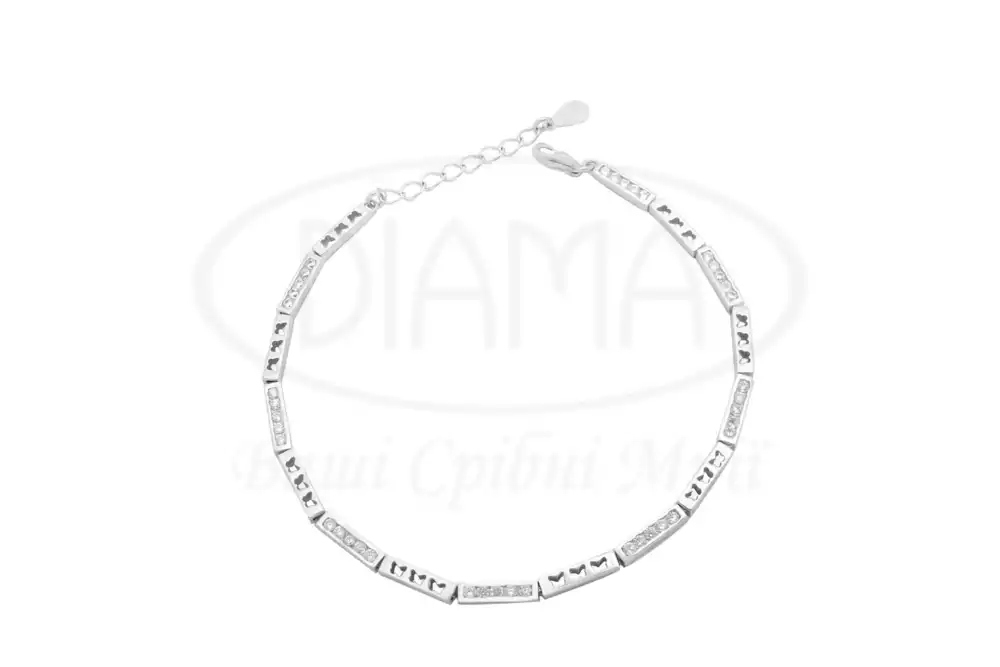 Срібний браслет з цирконом фото 1
