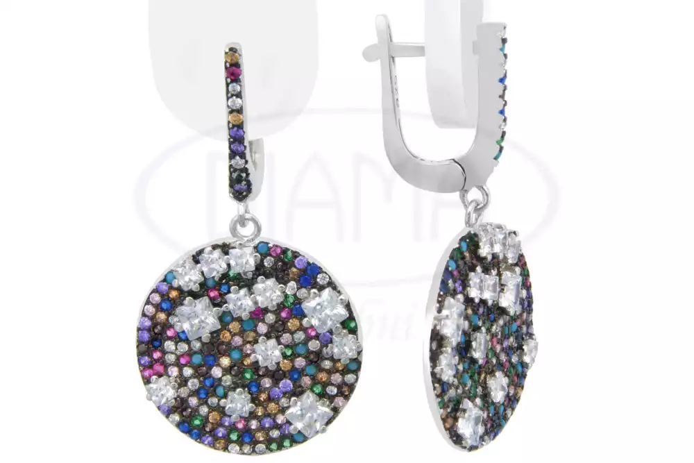 Срібні сережки з цирконом фото 1