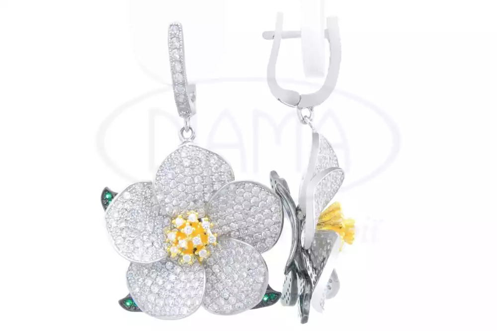 Срібні сережки з цирконом фото 1