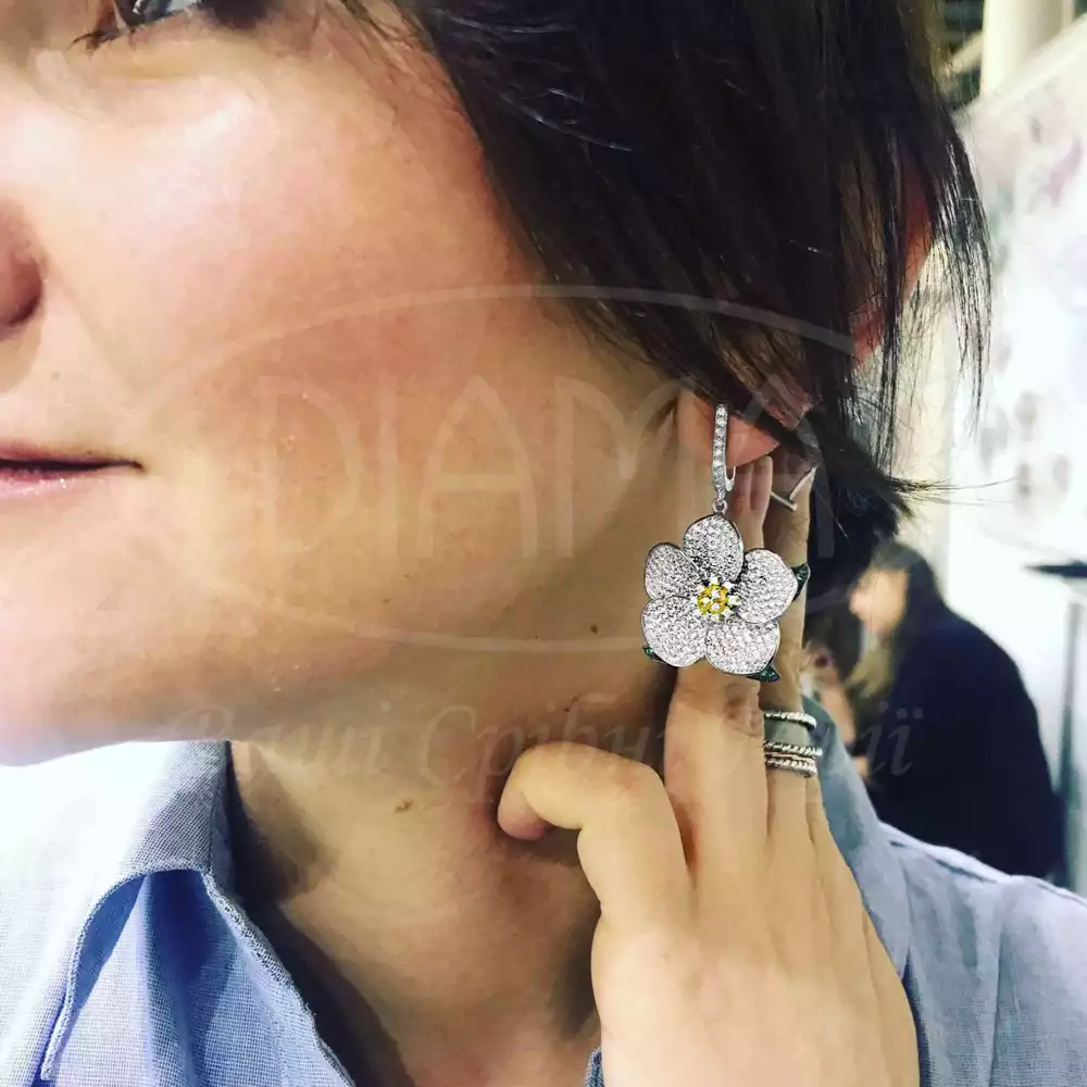 Срібні сережки з цирконом фото 2