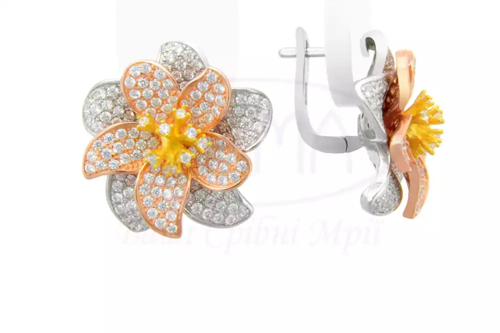 Срібні сережки "Квітка" фото 1