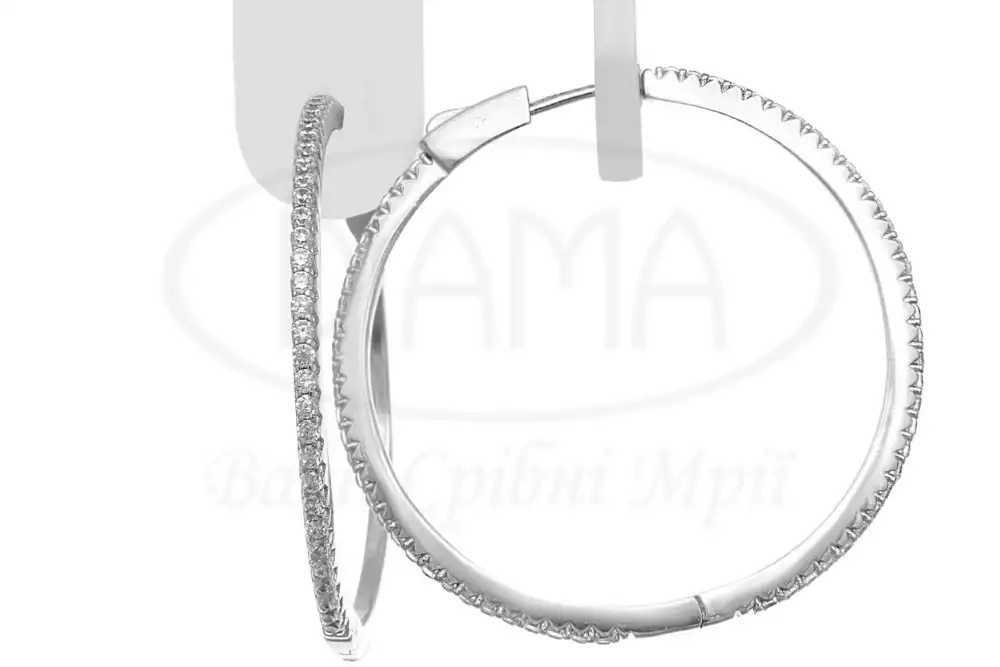 Срібні сережки в формі круга фото 1