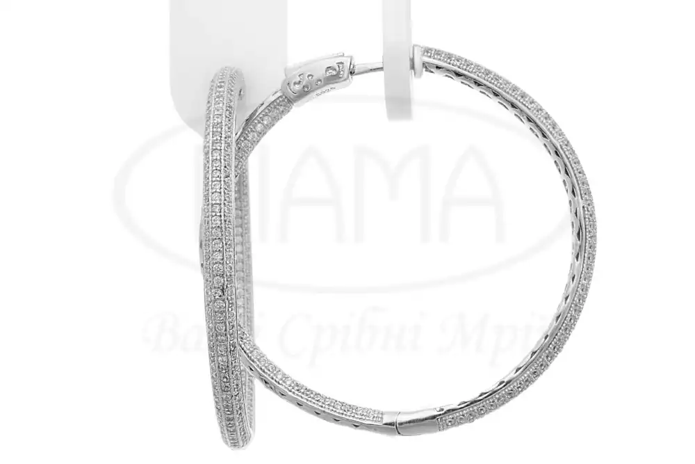 Круглі срібні сережки фото 1