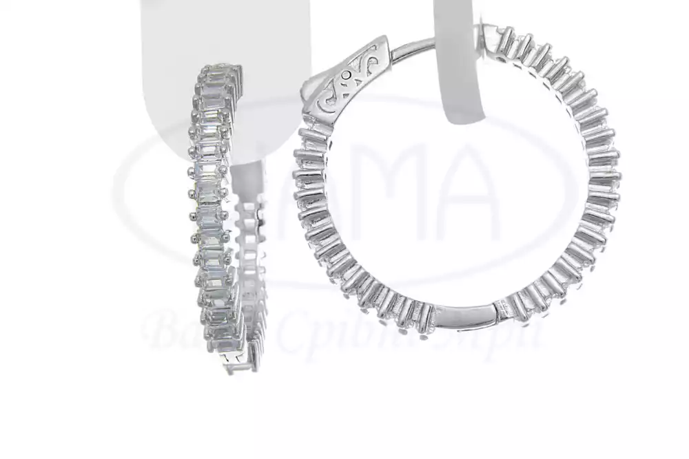 Срібні круглі сережки фото 1