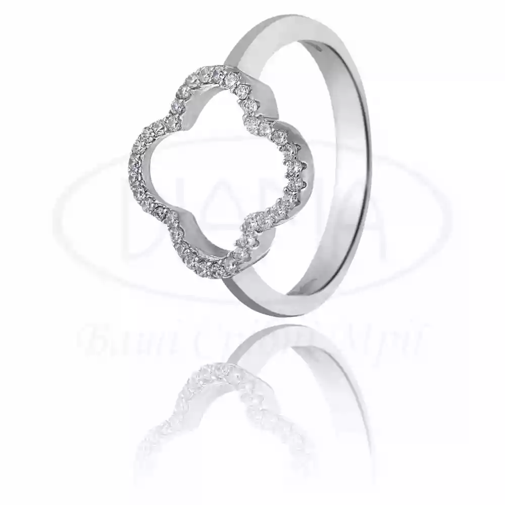 Срібна каблучка в формі клевера фото 1