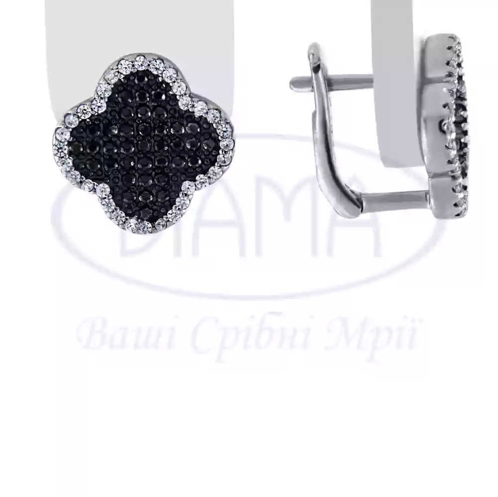 Сережки срібні з цирконом фото 1
