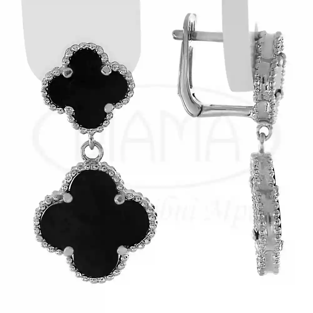 Сережки срібні 2 клевери фото 1