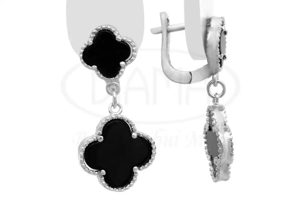 Сережки срібні 2 клевери фото 2