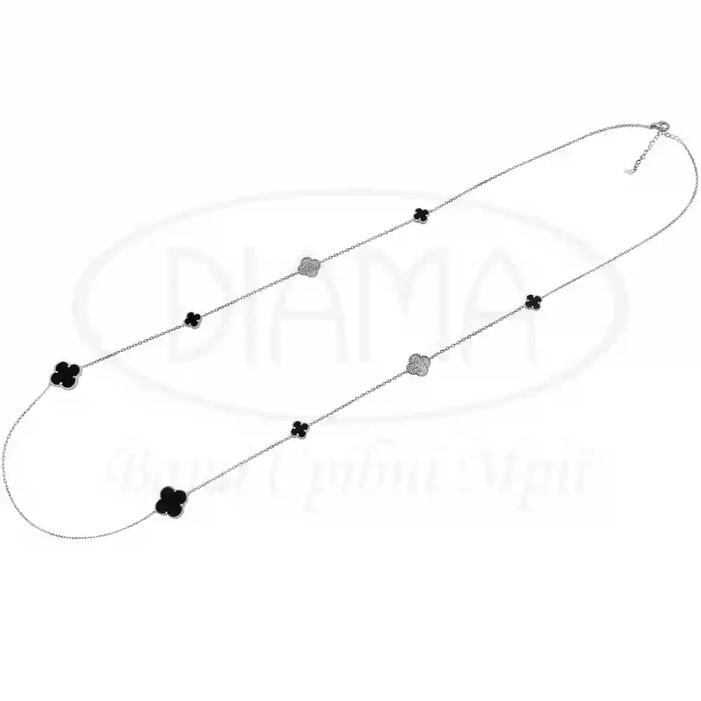 Кольє срібне Клевер з оніксом фото 1