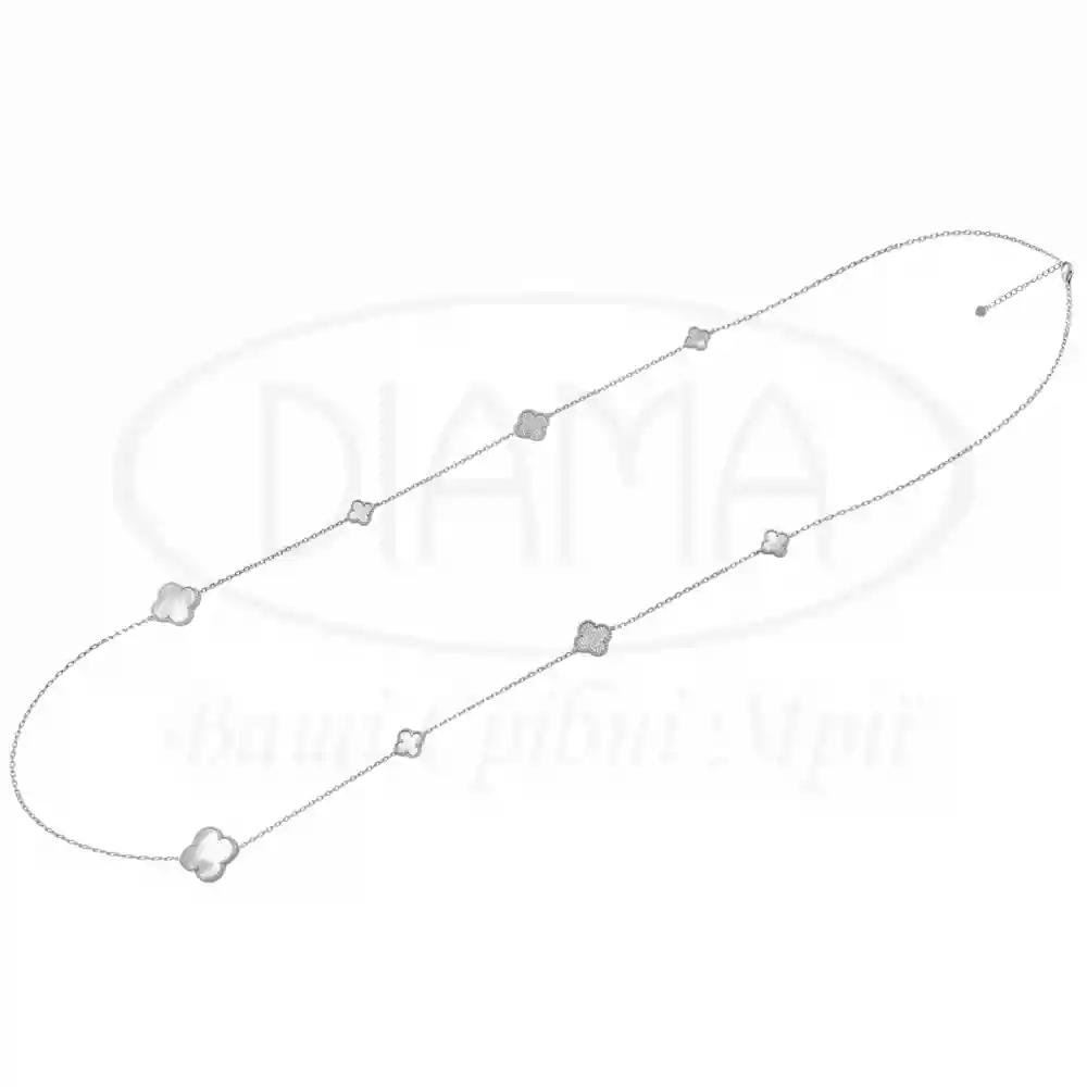 Кольє срібне білий "Клевер" фото 1