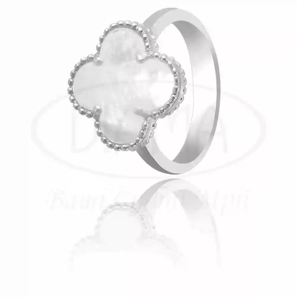 Каблучка з білим "Клевером" фото 1