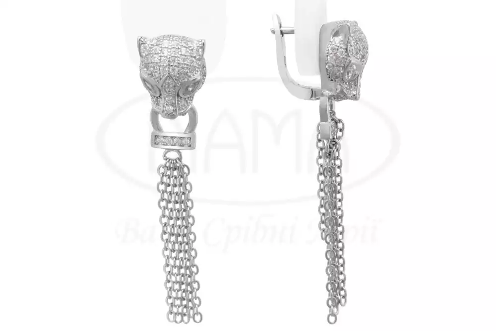 Срібні сережки "Пантера" фото 1