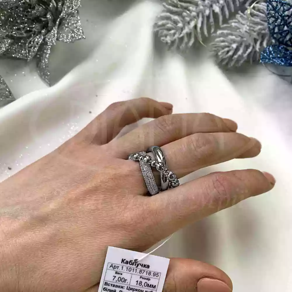 Каблучка срібна з цирконом фото 3
