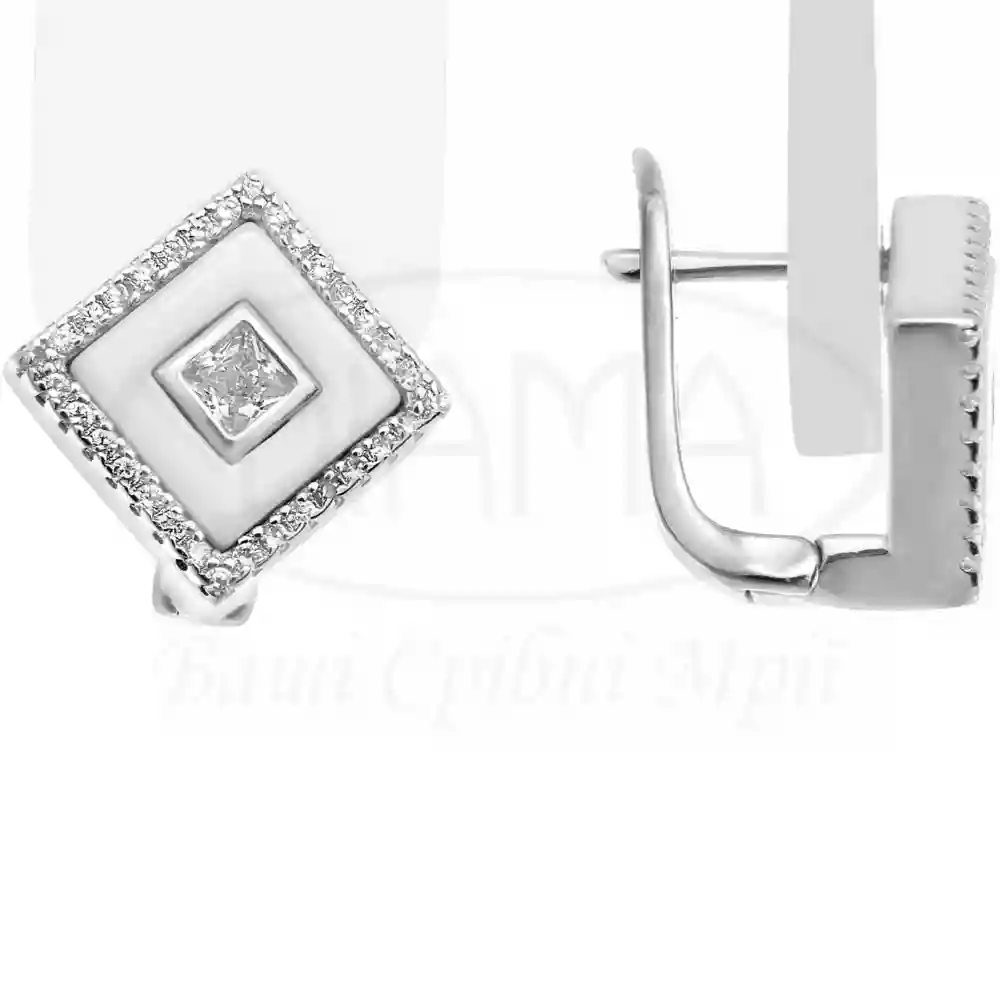 Срібні сережки з керамікою фото 1