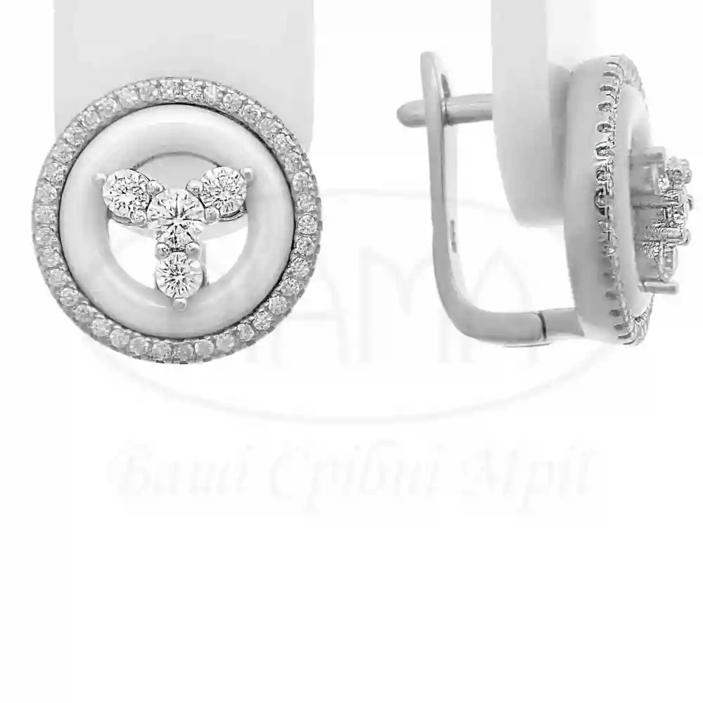 Сережки срібні з керамікою фото 1