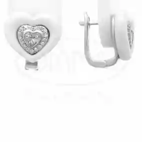 Сережки срібні з керамічним серцем
