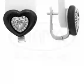 Сережки срібні з керамічним серцем