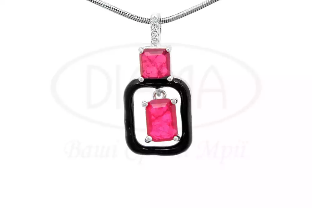 Підвіска срібна з Цирконом і Емаллю фото 1