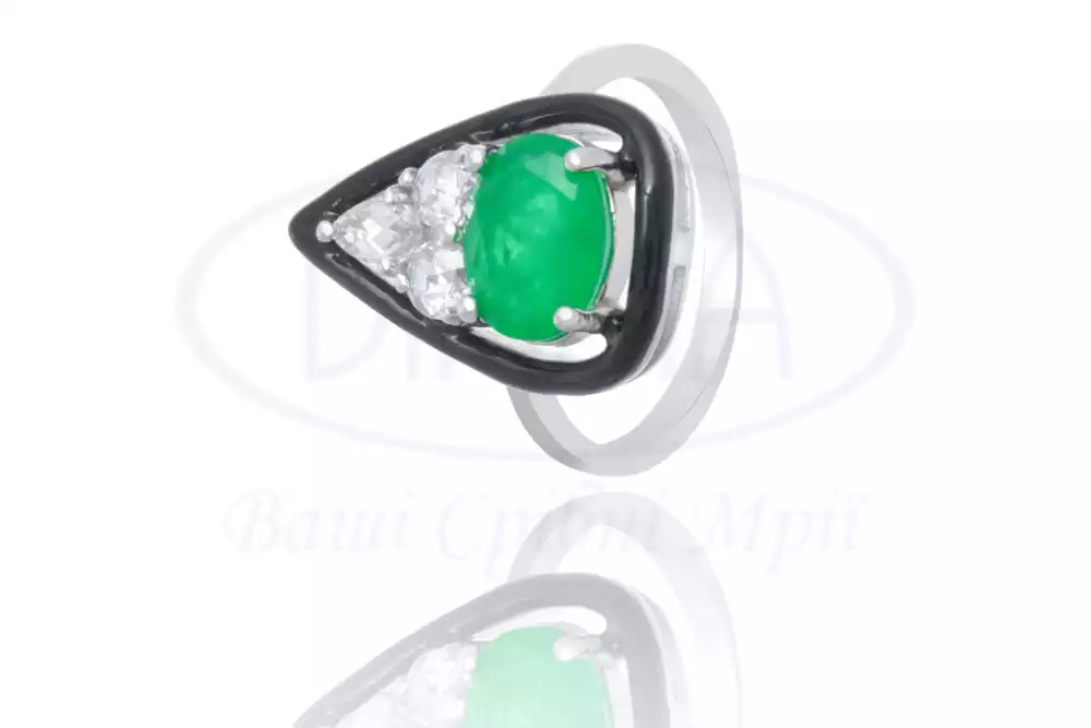 Каблучка з цирконом та емаллю фото 1