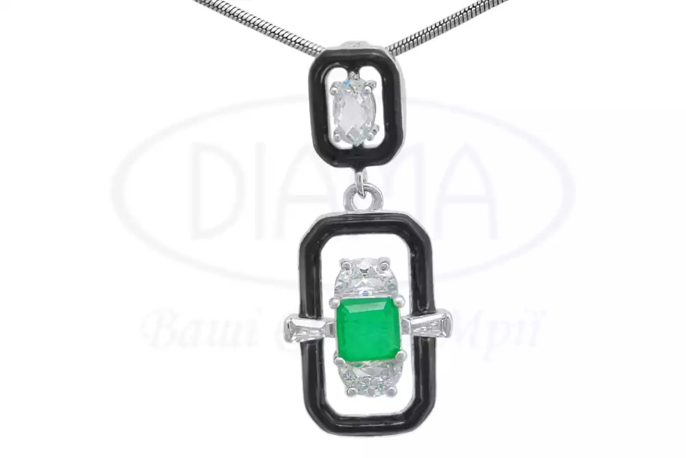 Підвіска прямокутна з цирконом фото 1