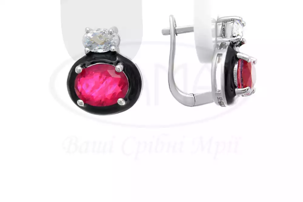 Сережки срібні з цирконом фото 1