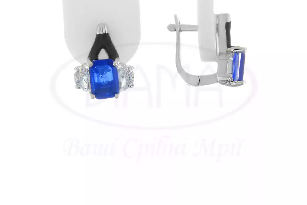 Сережки з синім цирконом фото 1