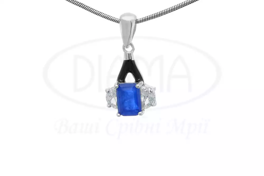 Синя підвіска з цирконом фото 1