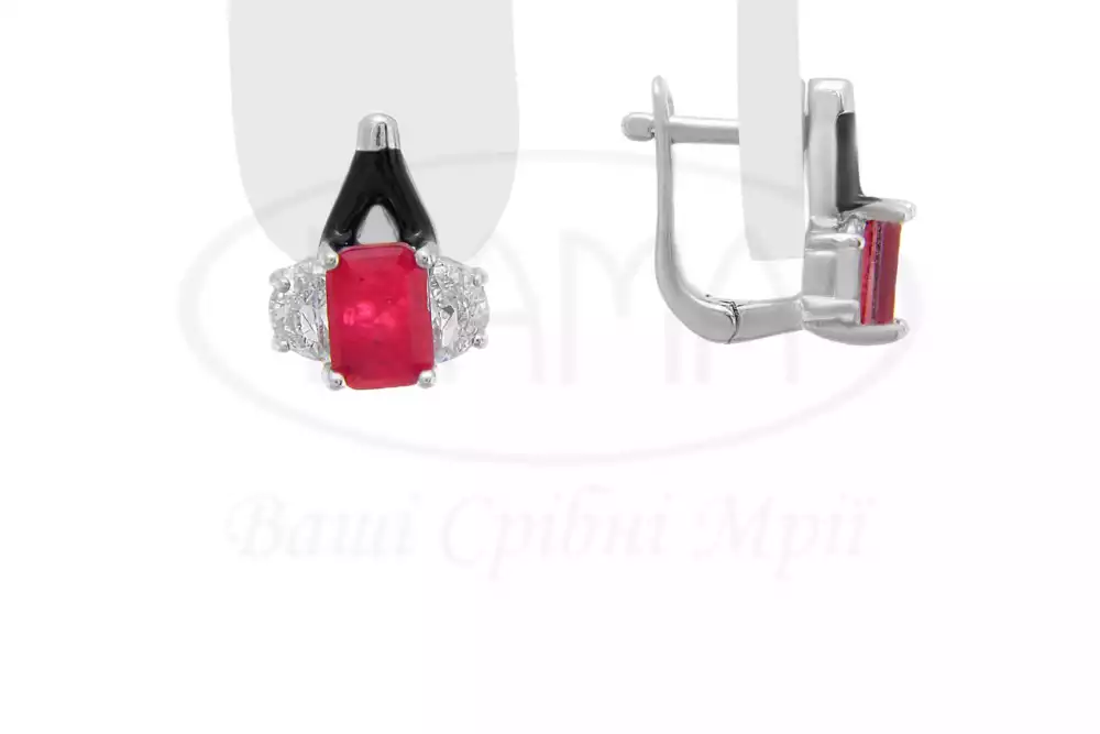 Червоні сережки з емаллю фото 1