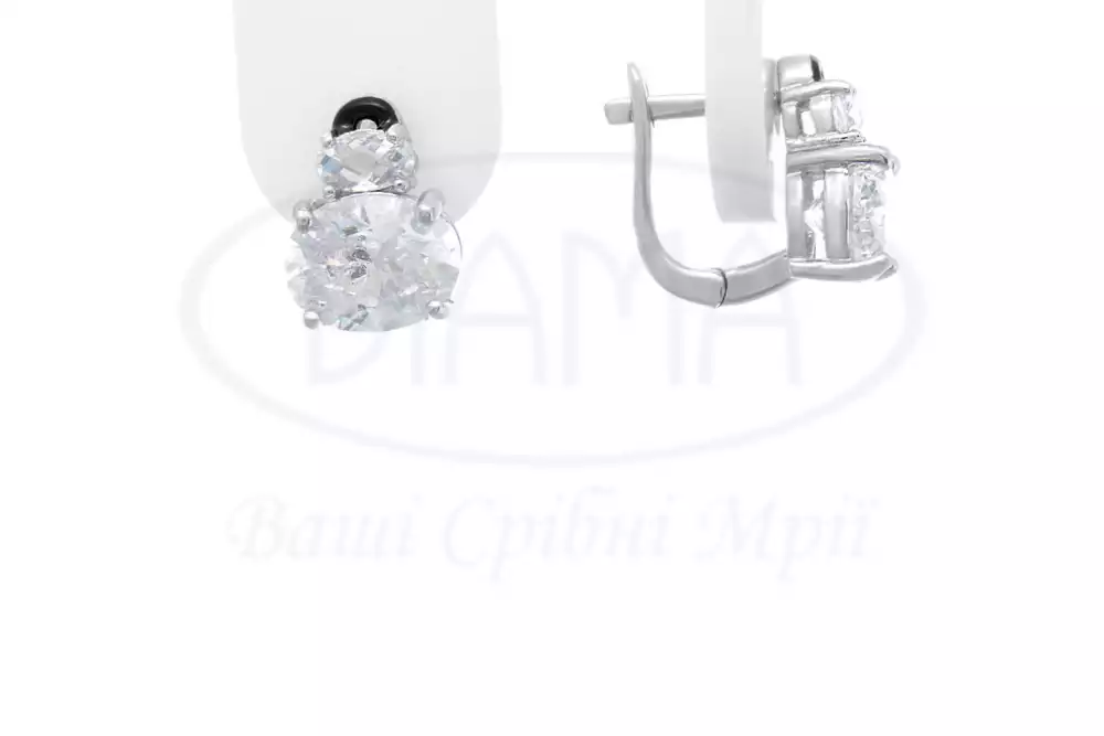Сережки срібні з Цирконом і Емаллю фото 1