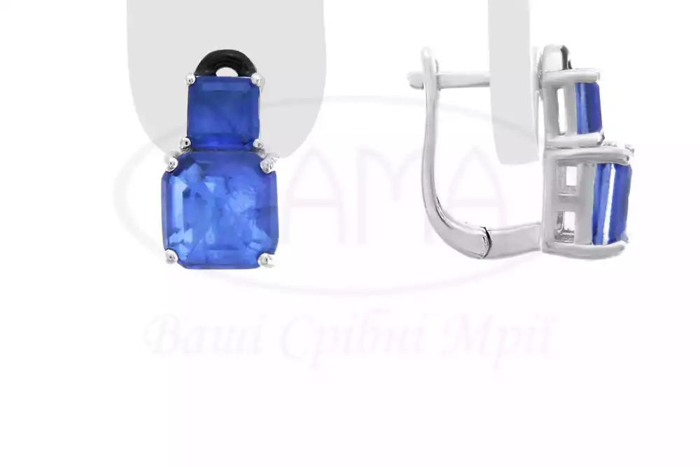 Срібні сині сережки фото 1