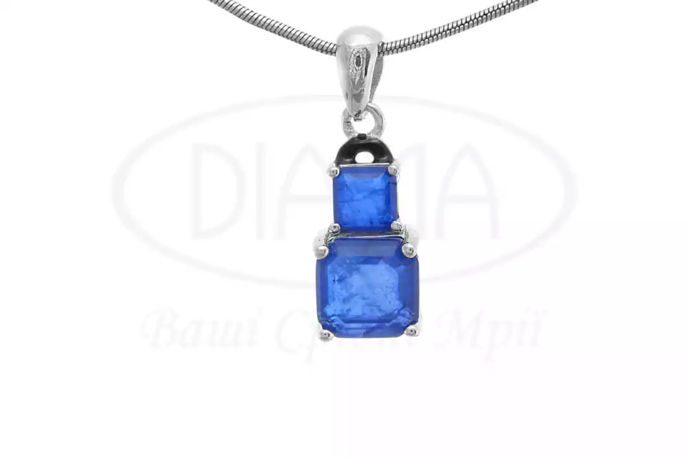 Синя срібна підвіска фото 1