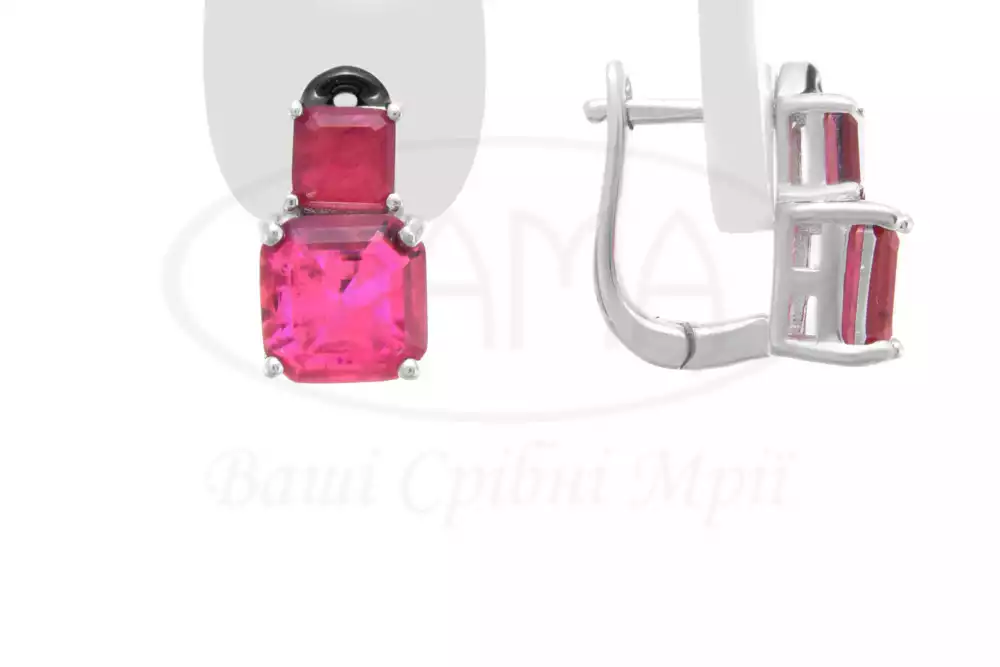 Червоні срібні сережки фото 1