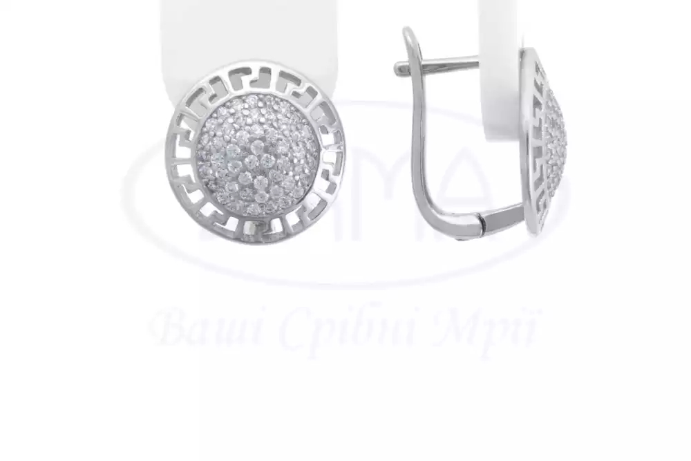 Срібні сережки з Цирконом фото 1