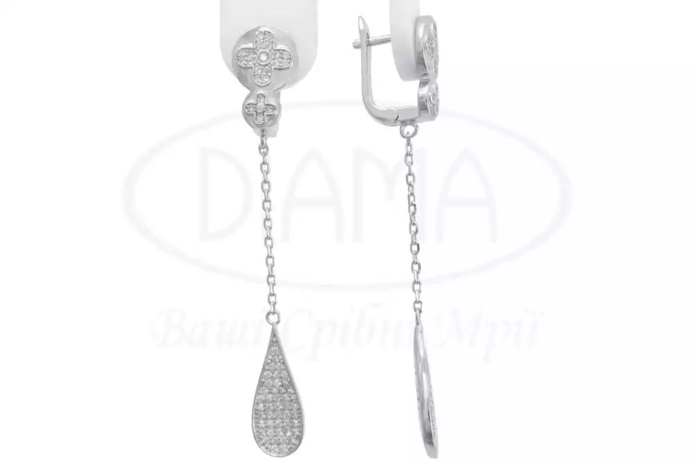 Срібні сережки з Цирконом фото 1