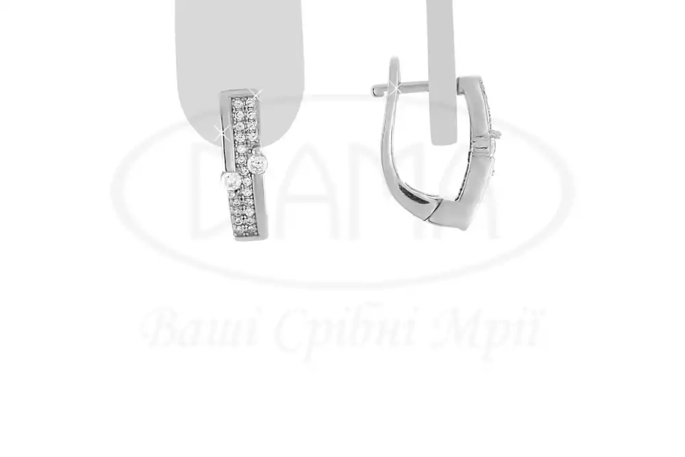 Срібні сережки з Цирконом фото 1