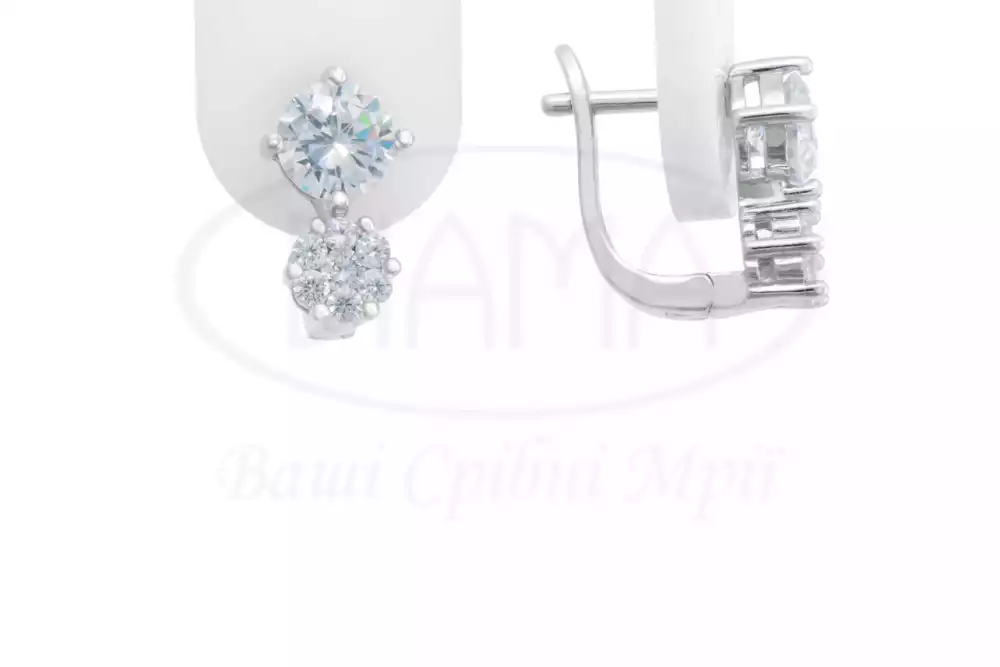 Срібні сережки з Цирконом фото 1