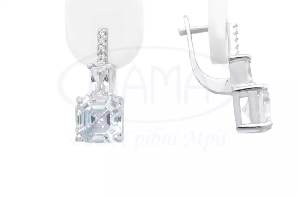 Срібні сережки з Цирконом фото 1