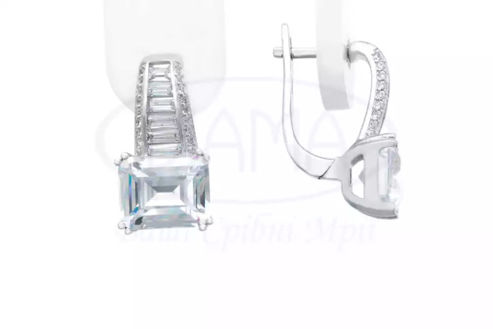 Срібні сережки з Цирконом фото 1