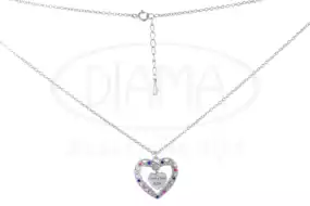 Срібне кольє для мами з Цирконом