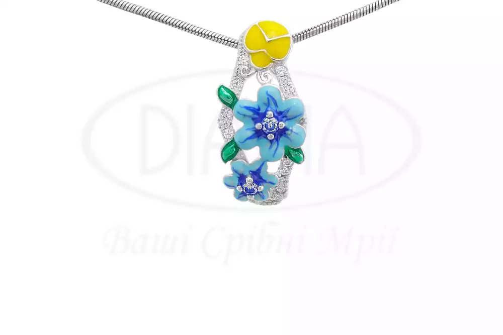 Срібна підвіска з Емаллю та Цирконом фото 1