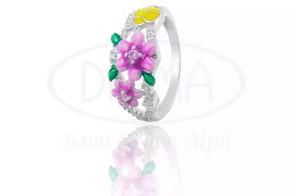 Срібна каблучка з Емаллю та Цирконом фото 1