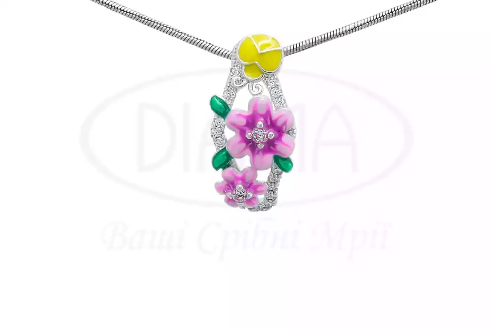 Срібна підвіска з Емаллю та Цирконом фото 1