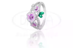 Срібна каблучка з Емаллю та Цирконом
